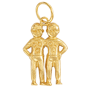 9ct Gold Gemini Zodiac Pendant, front view
