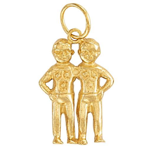 9ct Gold Gemini Zodiac Pendant, front view