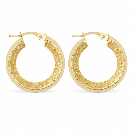9ct Yellow Gold Greek Key Creole Earrings 22mm