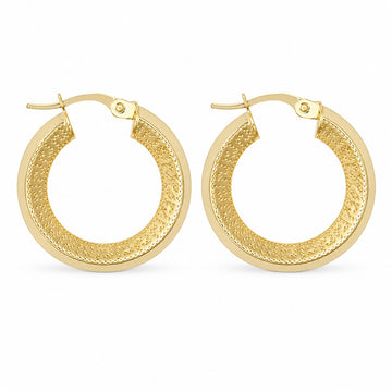 9ct Yellow Gold Greek Key Creole Earrings 22mm