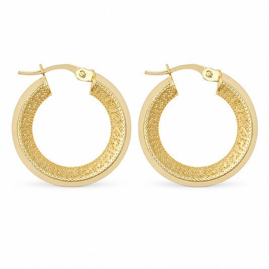 9ct Yellow Gold Greek Key Creole Earrings 22mm