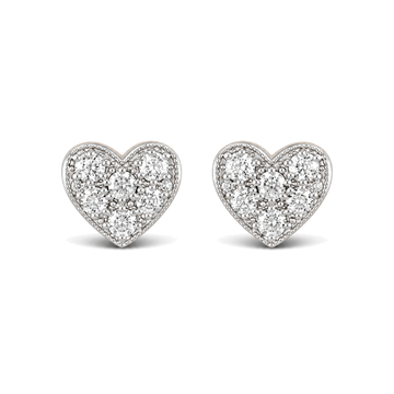 9ct gold CZ cluster heart stud earrings, the pair