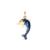 9ct gold blue enamelled dolphin charm pendant, front