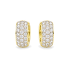 9ct gold three row CZ huggie earrings, the pair