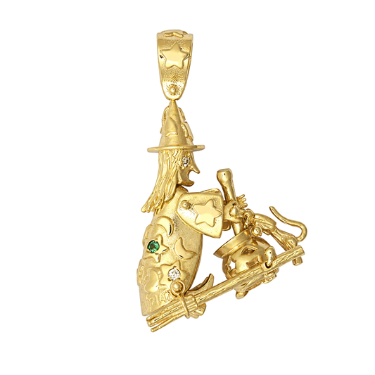 9ct Gold Movable Witch Pendant