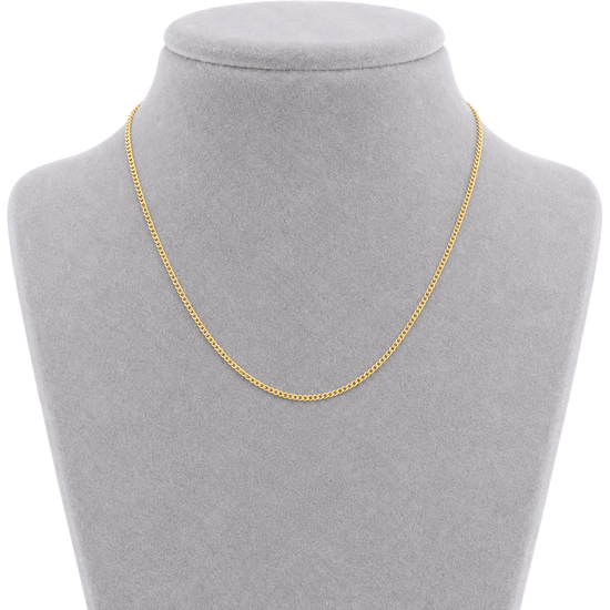 9ct gold curb chain worn on a bust form