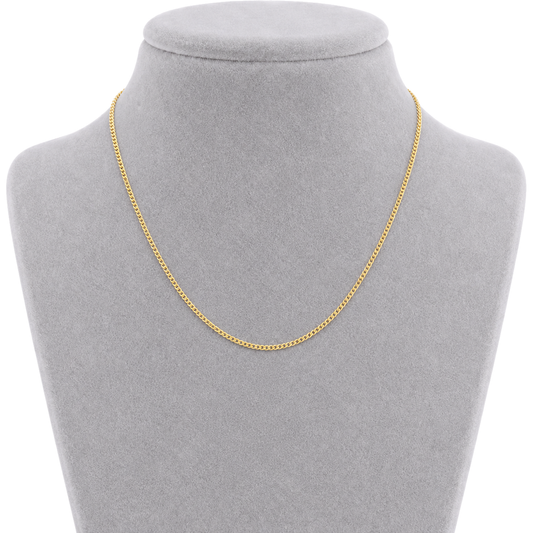 9ct gold curb chain worn on a bust form
