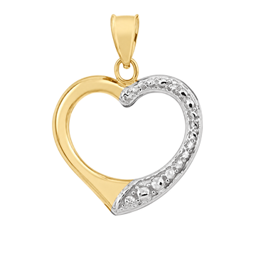 9ct Two-Tone Gold Open Heart Pendant, front view