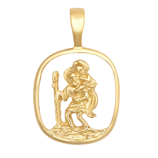 9ct Gold Open St. Christopher Pendant, front view