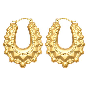 9ct Gold Oval Creole Spike Earrings, front view