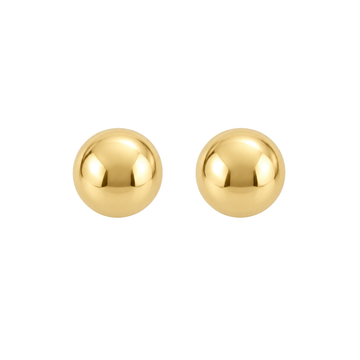 9ct gold plain ball stud earrings, the pair