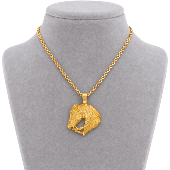 9ct Yellow Gold Plain Horsehead Pendant