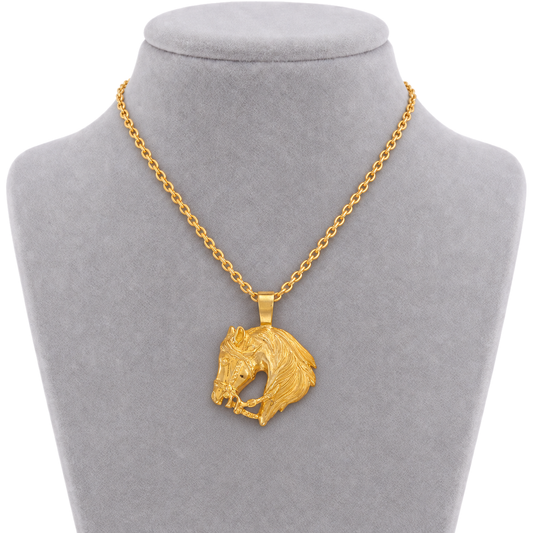 9ct Yellow Gold Plain Horsehead Pendant