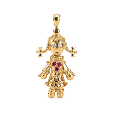 9ct YG Cz Moveable Ragdoll Pendant