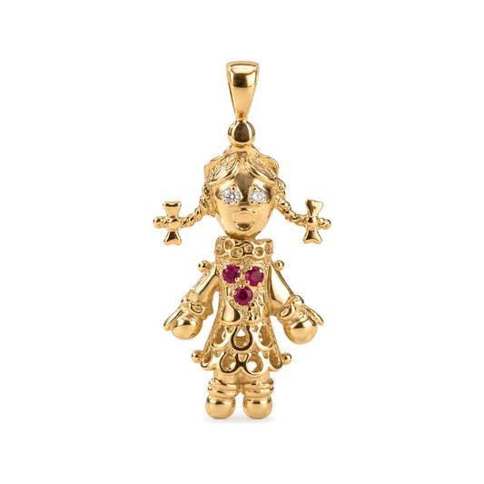 9ct Gold CZ Moveable Ragdoll Pendant