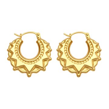 9ct Gold Round Creole Spike Earrings