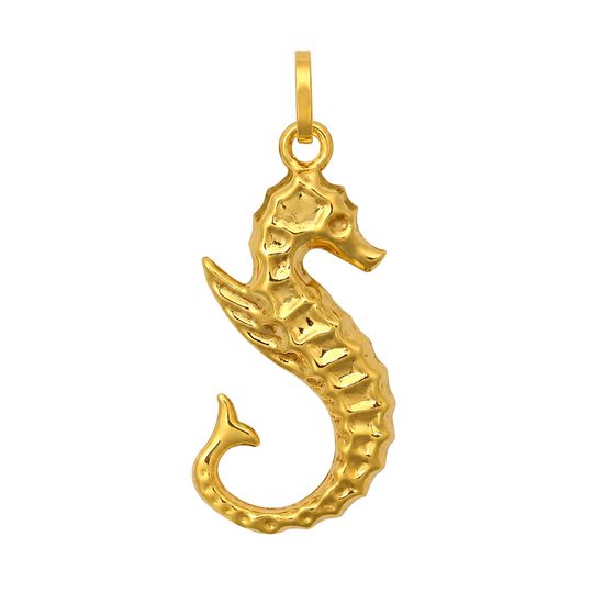 9ct Gold Petite Sea Horse Charm Pendant, front view