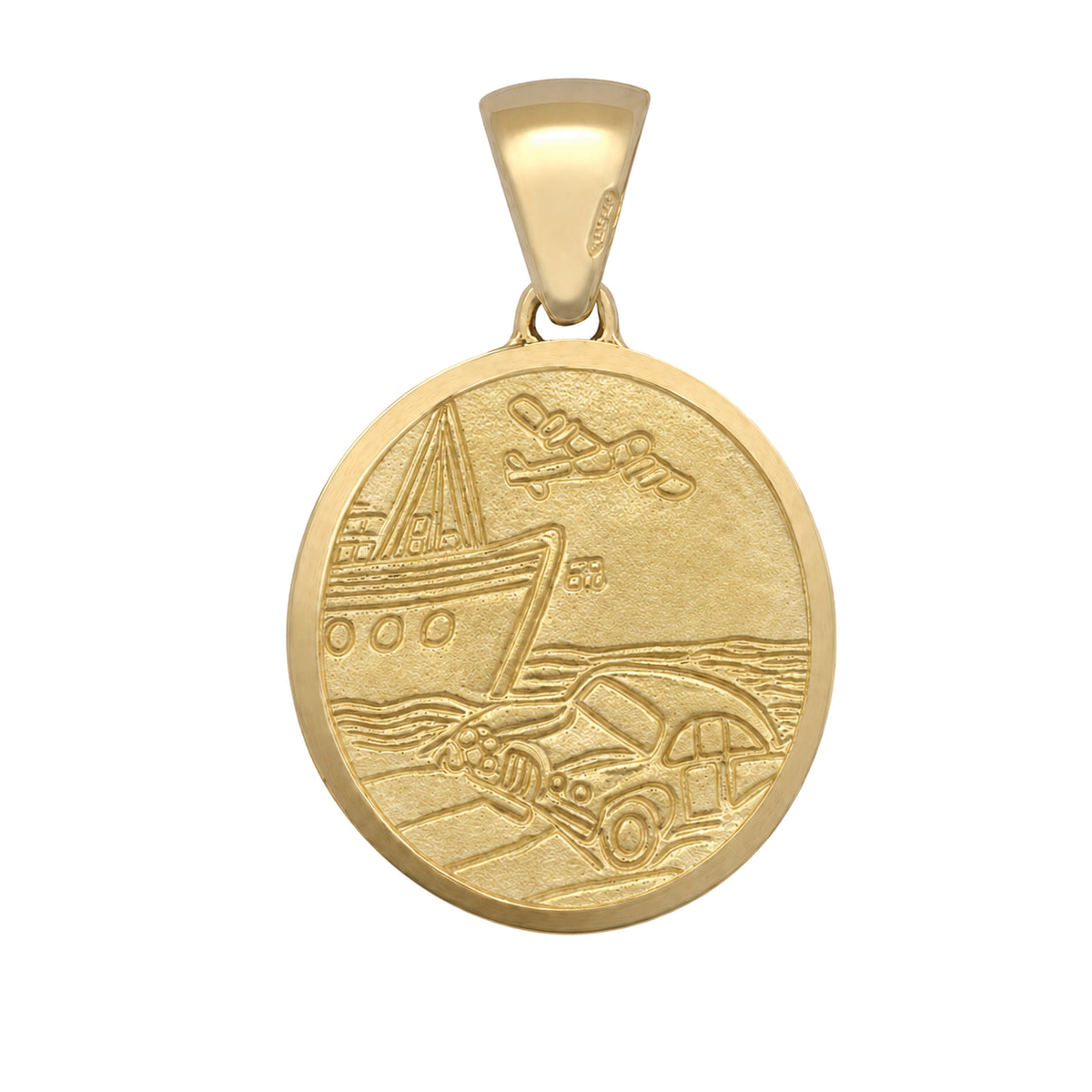 9ct gold double sided St Christopher medallion pendant, reverse