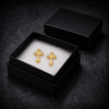 9ct gold plain cross stud earrings in their gift box