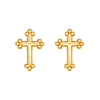 9ct gold plain cross stud earrings, the pair