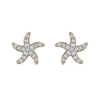 9ct gold CZ starfish stud earrings, the pair