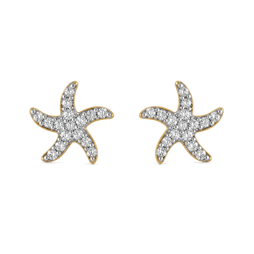 9ct gold CZ starfish stud earrings, the pair