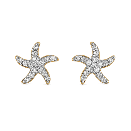 9ct gold CZ starfish stud earrings, the pair