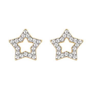 9ct gold CZ open star stud earrings, the pair