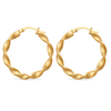 9ct gold round twist hoop earrings, the pair